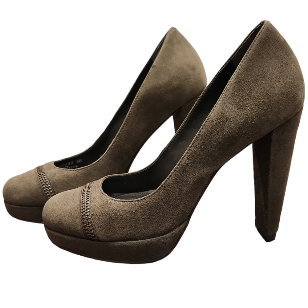 Cole Haan Nike Air Stephanie Platform Oliver Suede Pumps Zipper Heels Shoes
